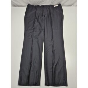Prontomoda Dress Pants Mens 50x36 Black Wool  flat front Classic Fit NWT